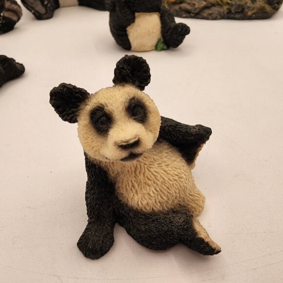 Adorable Assorted Panda Figurines Set 6 Pieces Hand-Painted Resin Collectibles - Picture 8 of 12